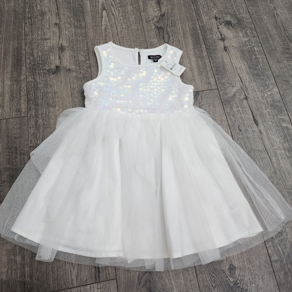 NWT zenzi $25 white sequin tulle dress 3T bundle and save on shipping